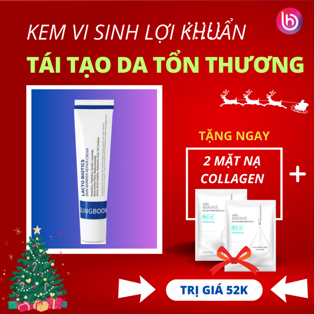 Kem vi sinh tái tạo, phục hồi da nhiễm corticoid, nhiễm chì, mỏng yếu lộ mao mạch Hàn Quốc SUNGBOON EDITOR Lacto Biotics