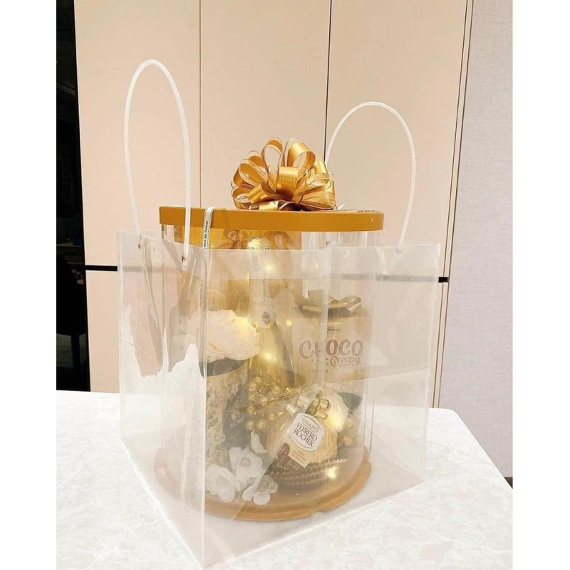 Hộp mica trụ tròn cao cấp màu trắng/ vàng/ đen/ hồng sz 30x35