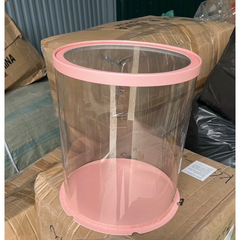 Hộp mica trụ tròn cao cấp màu trắng/ vàng/ đen/ hồng sz 30x35