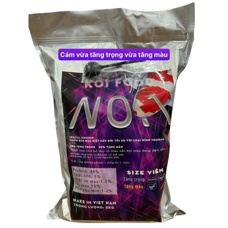 Cám No.1 chuyên dùng cho Cá Koi, cá Chép - Bao 5kg
