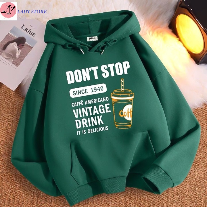 Aó Hoodie In Lụa DON'T STOP, Áo Khoác Hoodie Chất Liệu Nỉ 2 Lớp Dày Dặn Trend 2023 - Hàng mới về lapshop