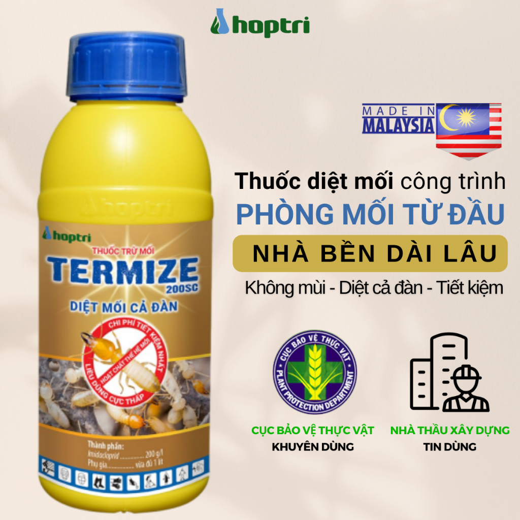 Thuốc diệt mối cả đàn Termize 200SC 500ml Hợp Trí không mùi phòng mối cho công trình, nhà ở, vườn cây, kho hàng