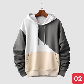 Áo khoác nỉ Hoodie nam nữ có nón form rộng màu xám trắng kem kiểu dáng bomber bóng chày ADOSHOP H02 mẫu mới đẹp