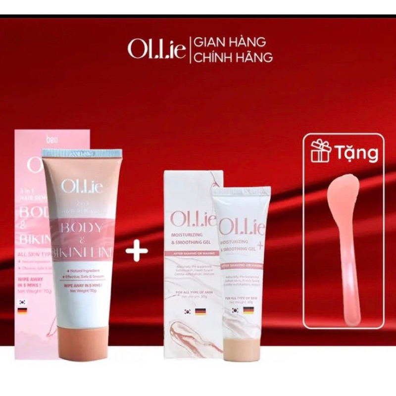 Kem Tẩy Lông OLLIE, Combo 1 tẩy+ 1 dưỡng giúp tẩy lông vùng kín, nách, tay, chân, triệt lông an toàn