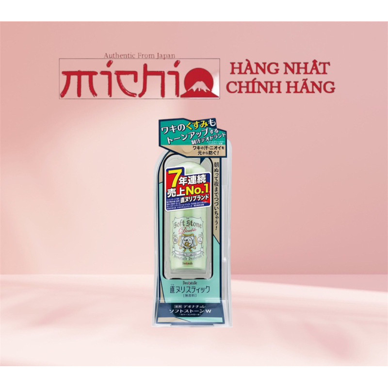 Lăn Khử Mùi Soft Stone W Double Deodorant Color Control Đá Khoáng Xanh 20g