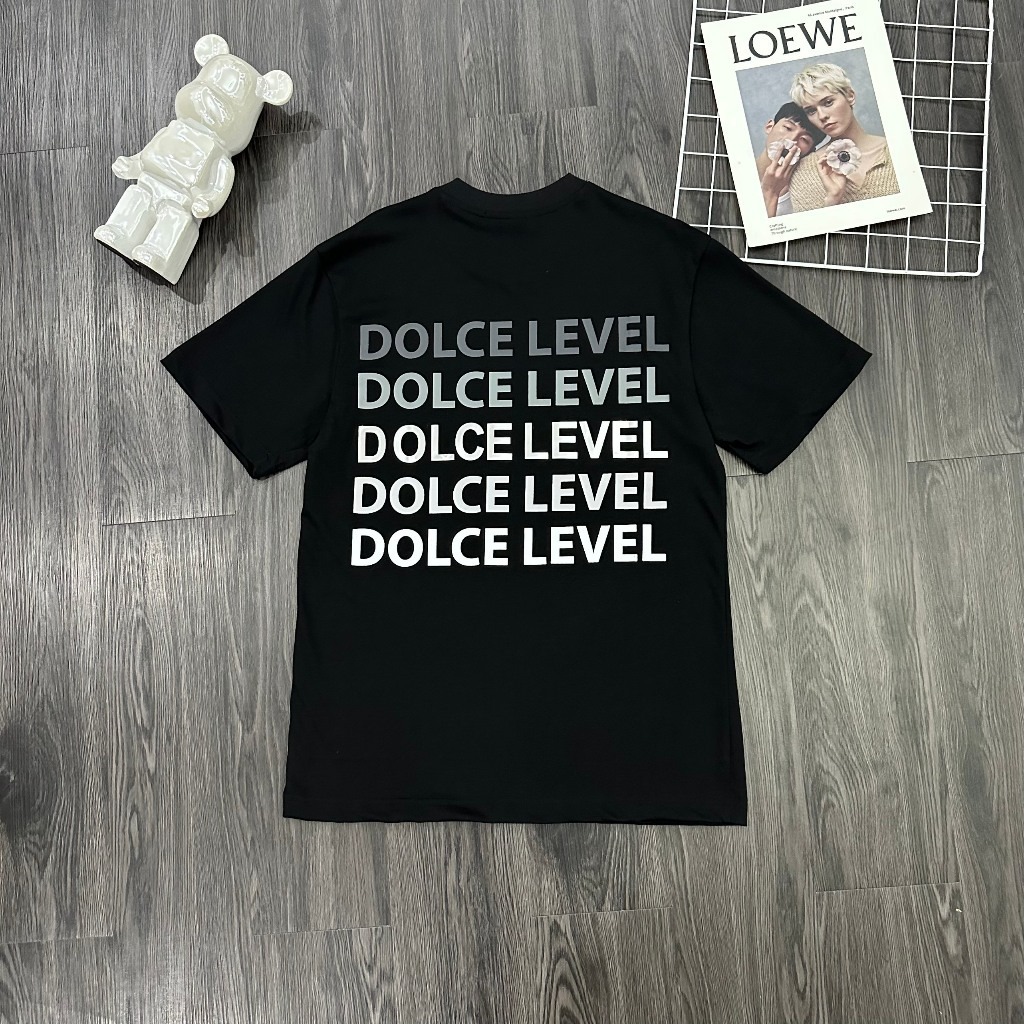 Áo phông Dolce level hoạ tiết in chữ phản quang xếp tầng siêu nét - Áo phông nam nữ hàng siêu cấp chất liệu cotton