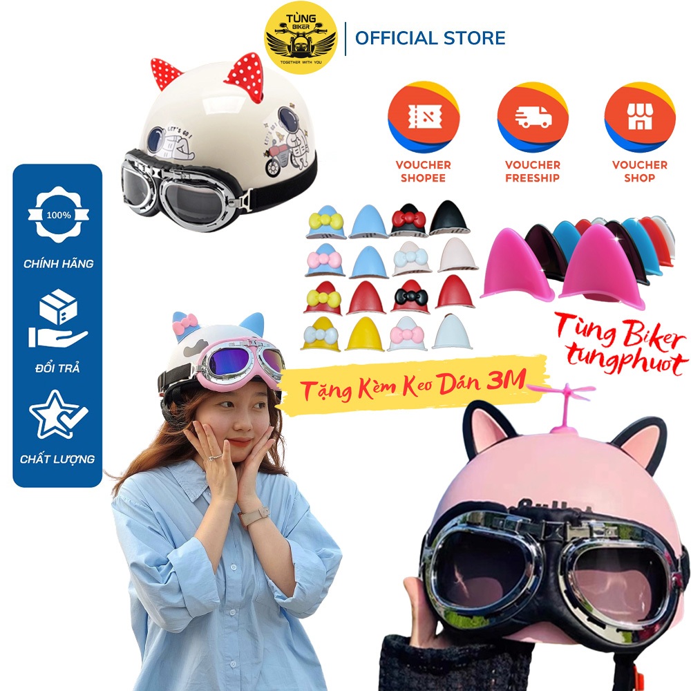 Tai Mèo Gắn Mũ Bảo Hiểm Siêu CUTE - Cực Xinh (1 Đôi)