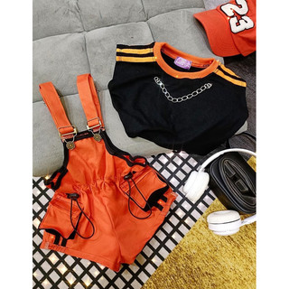 Set yếm cam +áo cho bé gái