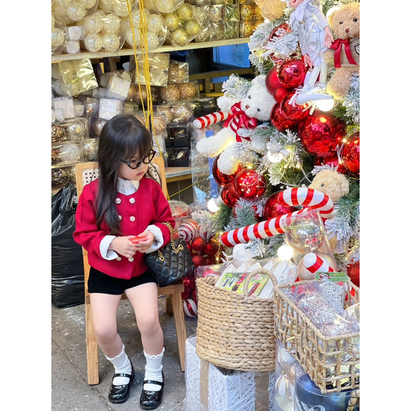 Áo khoác dạ kẻ chữ thập chảnh cho bé gái A0111