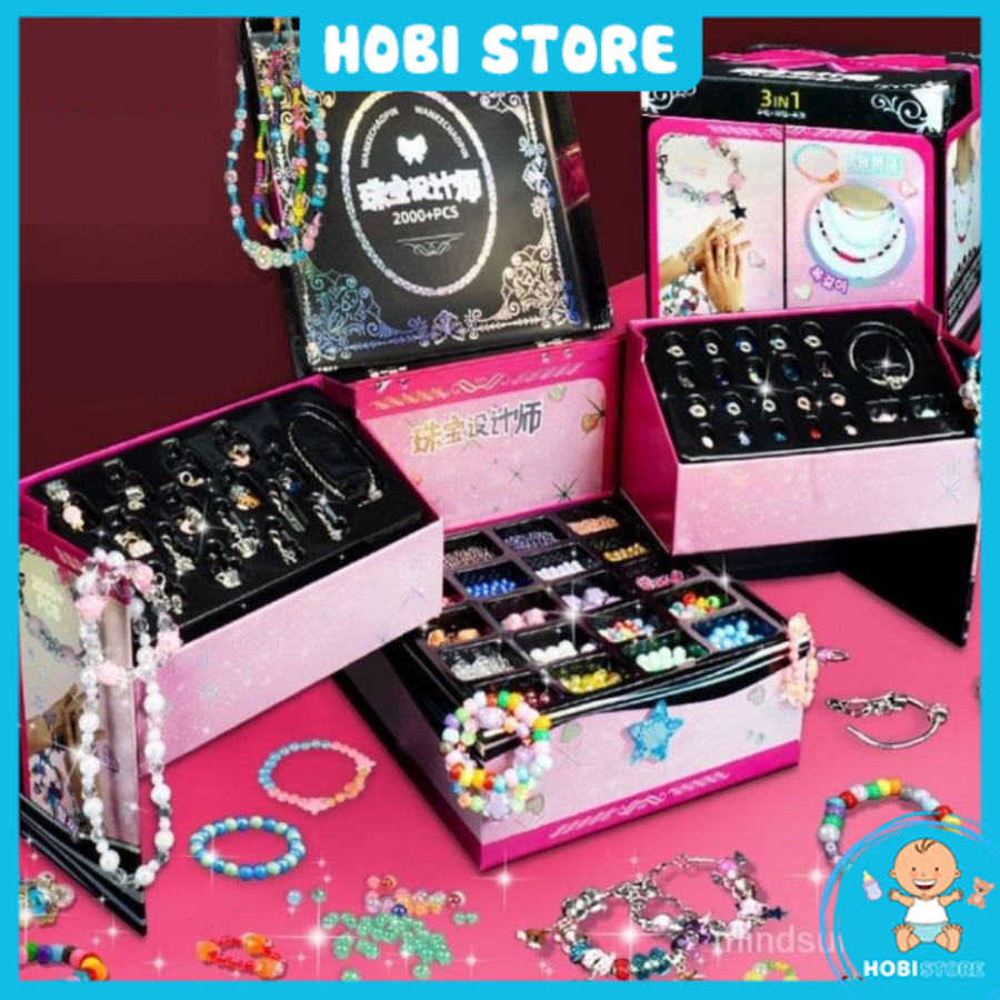 Bộ làm vòng tay trang sức cho bé gái Lolipop pandora charm dây chuyền xâu chuỗi hạt đồ chơi handmade DIY quà tặng