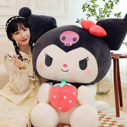 Gấu Bông Melody - Kuromi Ôm Dâu Đáng Yêu Cho Bé, Thú Bông Hoạt Hình Cao Cấp, Bộ Đội Kuromi Tím- Melody Hồng