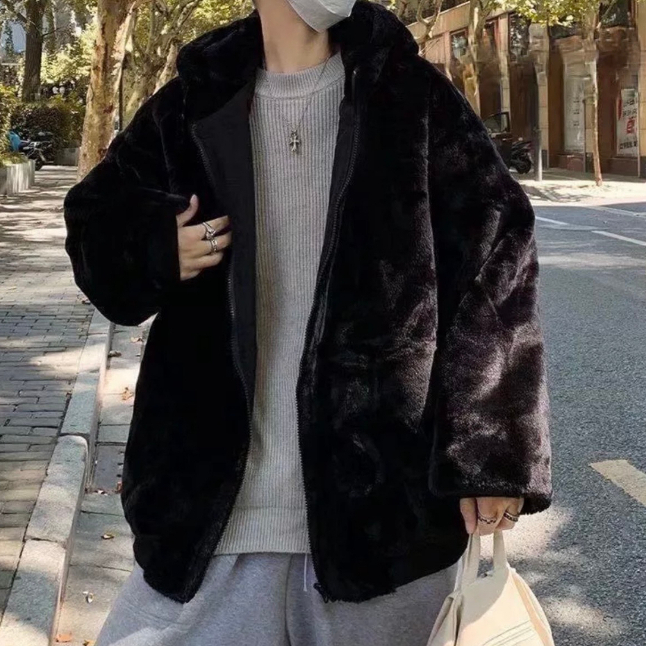 🔥Hot Trend🔥Áo Khoác Lông Cừu Có Mũ·From Rộng Unnisex Thời Trang Nam Nữ Dày Dặn From Dáng Hàn Quốc Siêu Ấm Lapstore