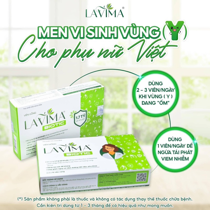 [Chính Hãng] LAVIMA Men vi sinh phụ khoa công nghệ Mỹ hỗ trợ vùng kín phụ nữ Lavima Biotic (20v), Vi