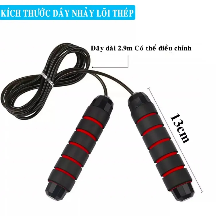 Dây nhảy giảm cân đốt mỡ bụng lõi thép đàn hồi kèm tạ 2.7m tập thể dục gym muay thái tại nhà