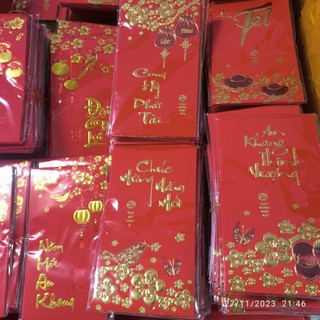 Combo 30 bao lì xì màu đỏ in nhũ nổi
