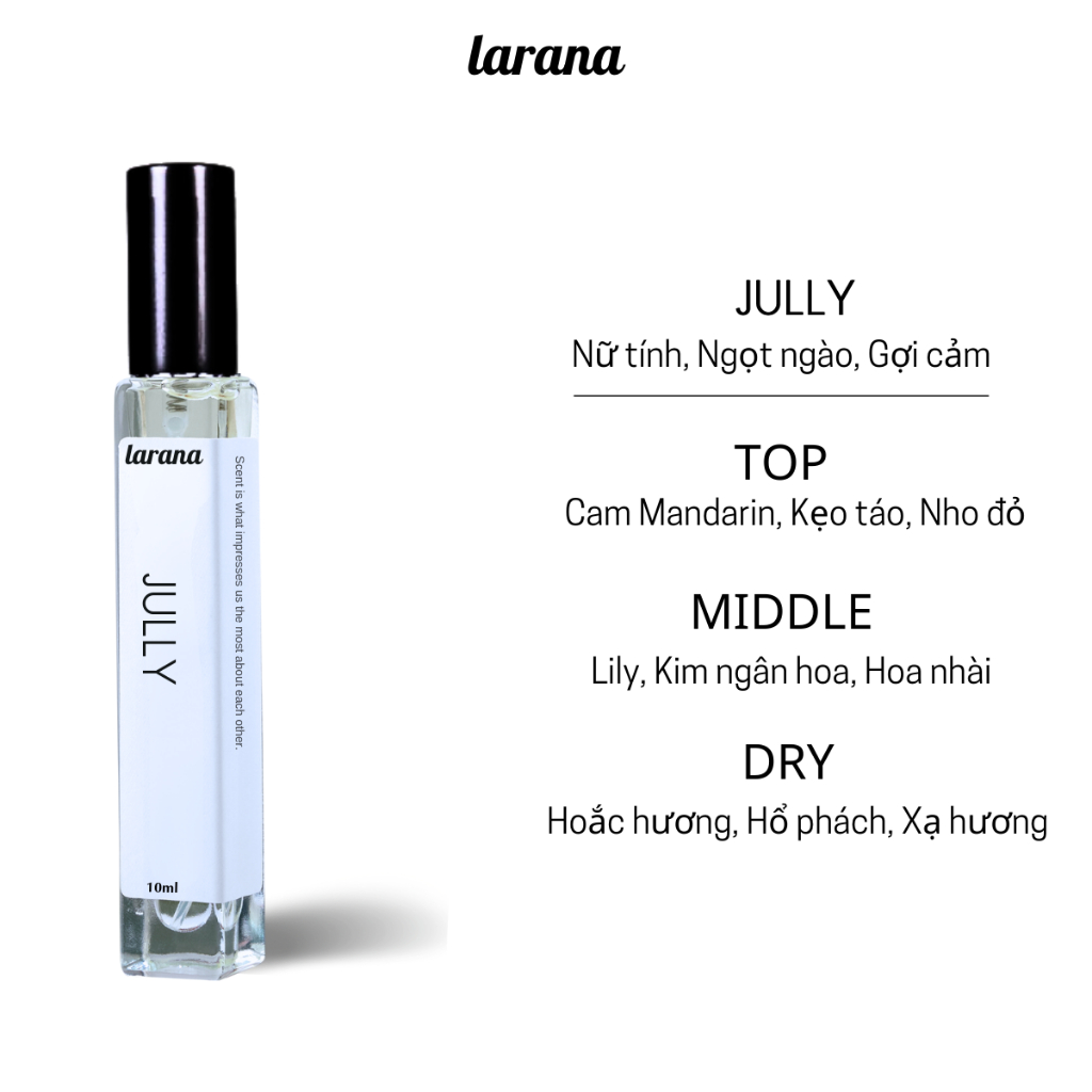 Nước hoa nữ Larana De Jully, hương thơm dịu dàng ngọt ngào tươi trẻ, dung tích 10ml/50ml tùy chọn.