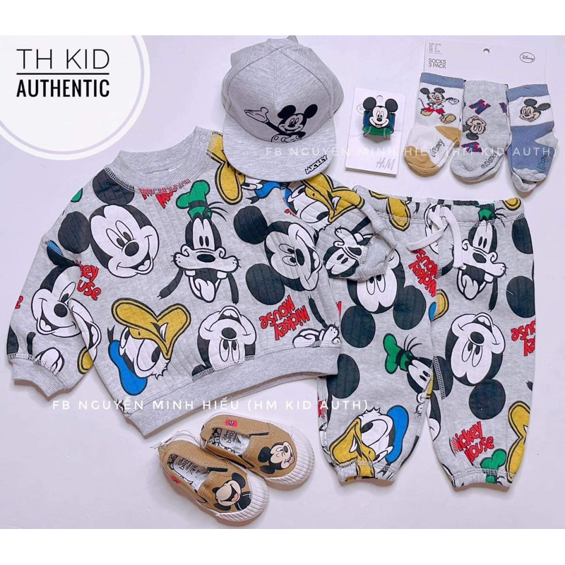 bộ Trần bông xám in hình M-ickey