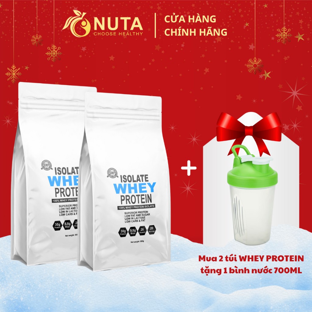 (COMBO 2 Túi + Tặng Bình Lắc) WHEY PROTEIN ISOLATE CHÍNH HÃNG - Sữa tăng cơ Whey (500g)