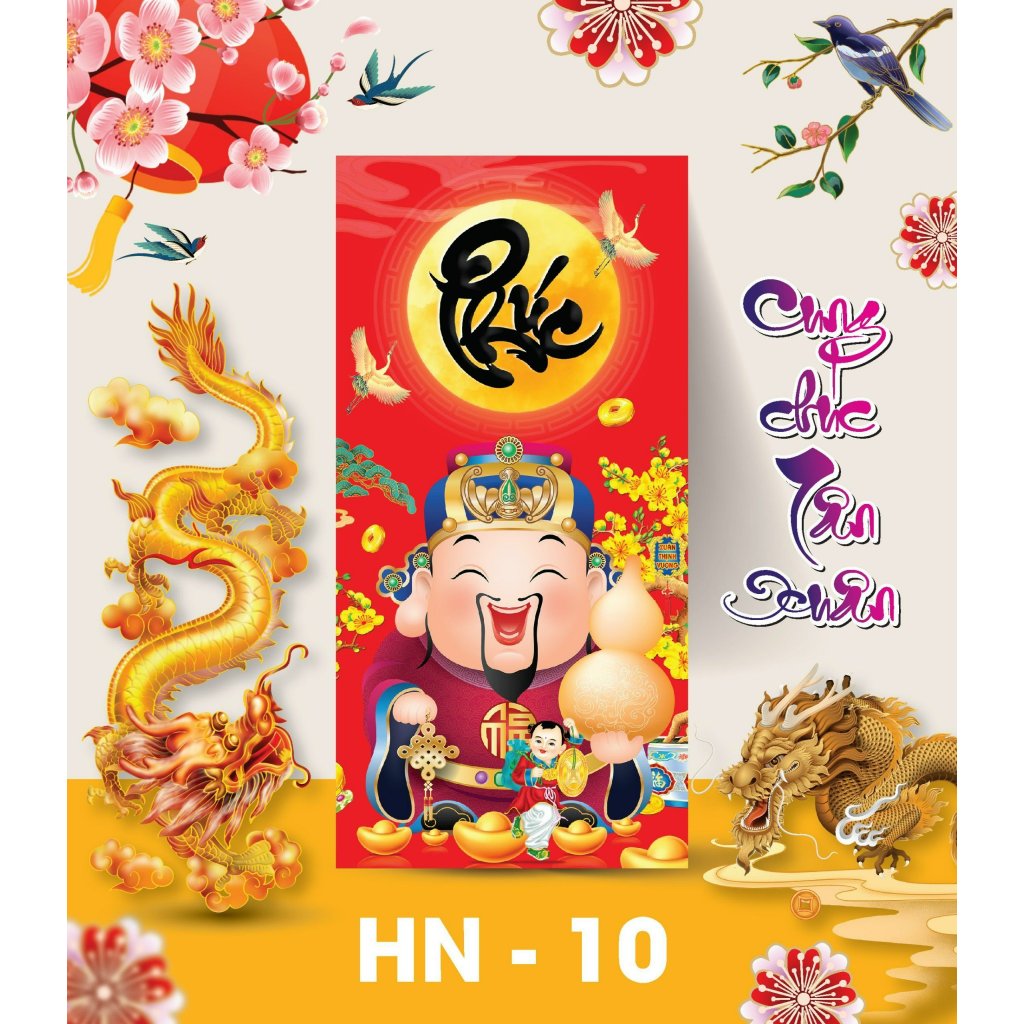 Bao lixi PHÚC LỘC THỌ chúc mừng năm mới, bao lixi 2024