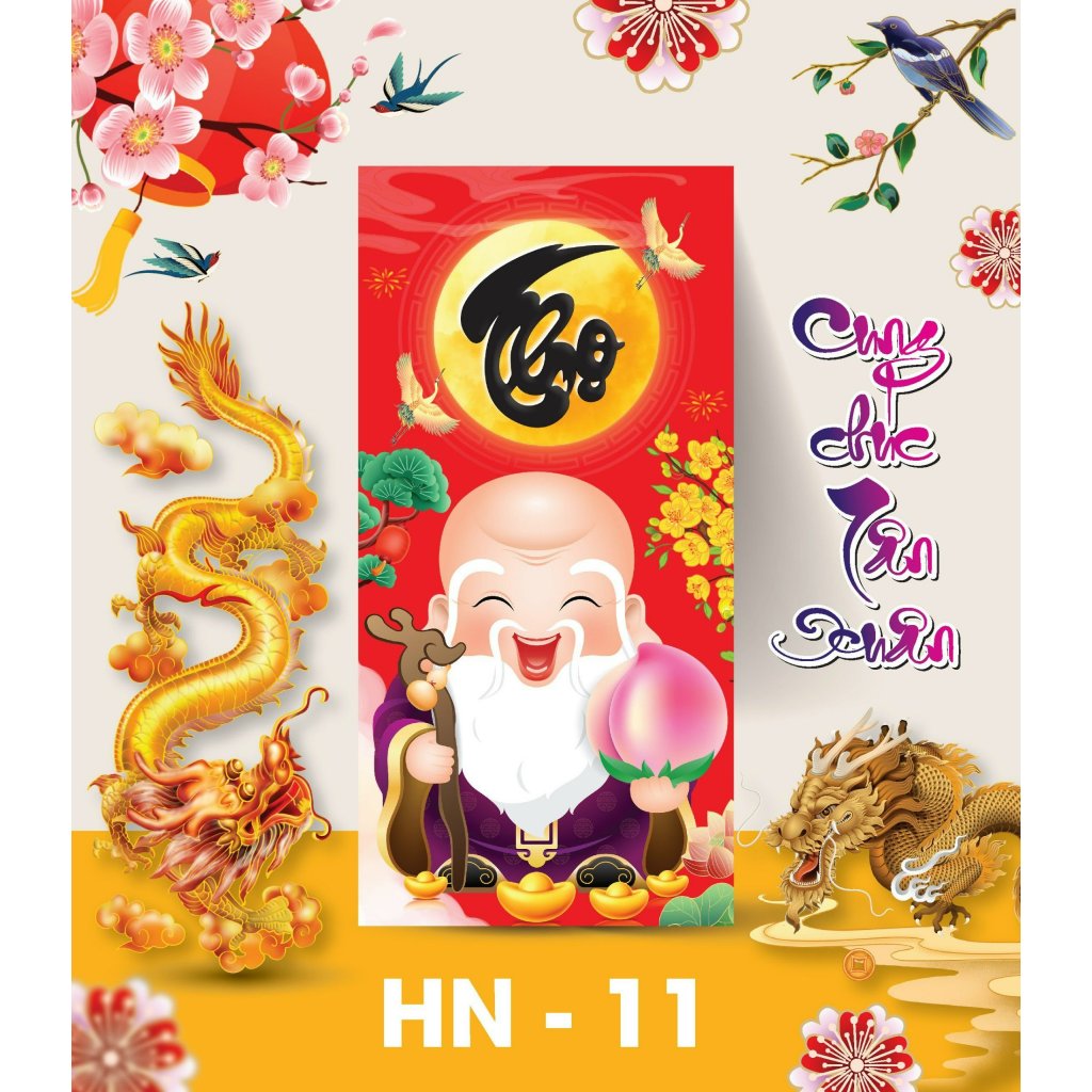 Bao lixi PHÚC LỘC THỌ chúc mừng năm mới, bao lixi 2024