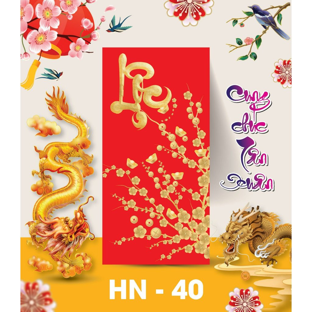 Bao lixi PHÚC LỘC THỌ chúc mừng năm mới, bao lixi 2024