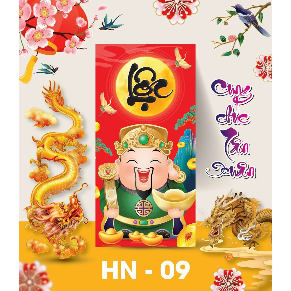 Bao lixi PHÚC LỘC THỌ chúc mừng năm mới, bao lixi 2024