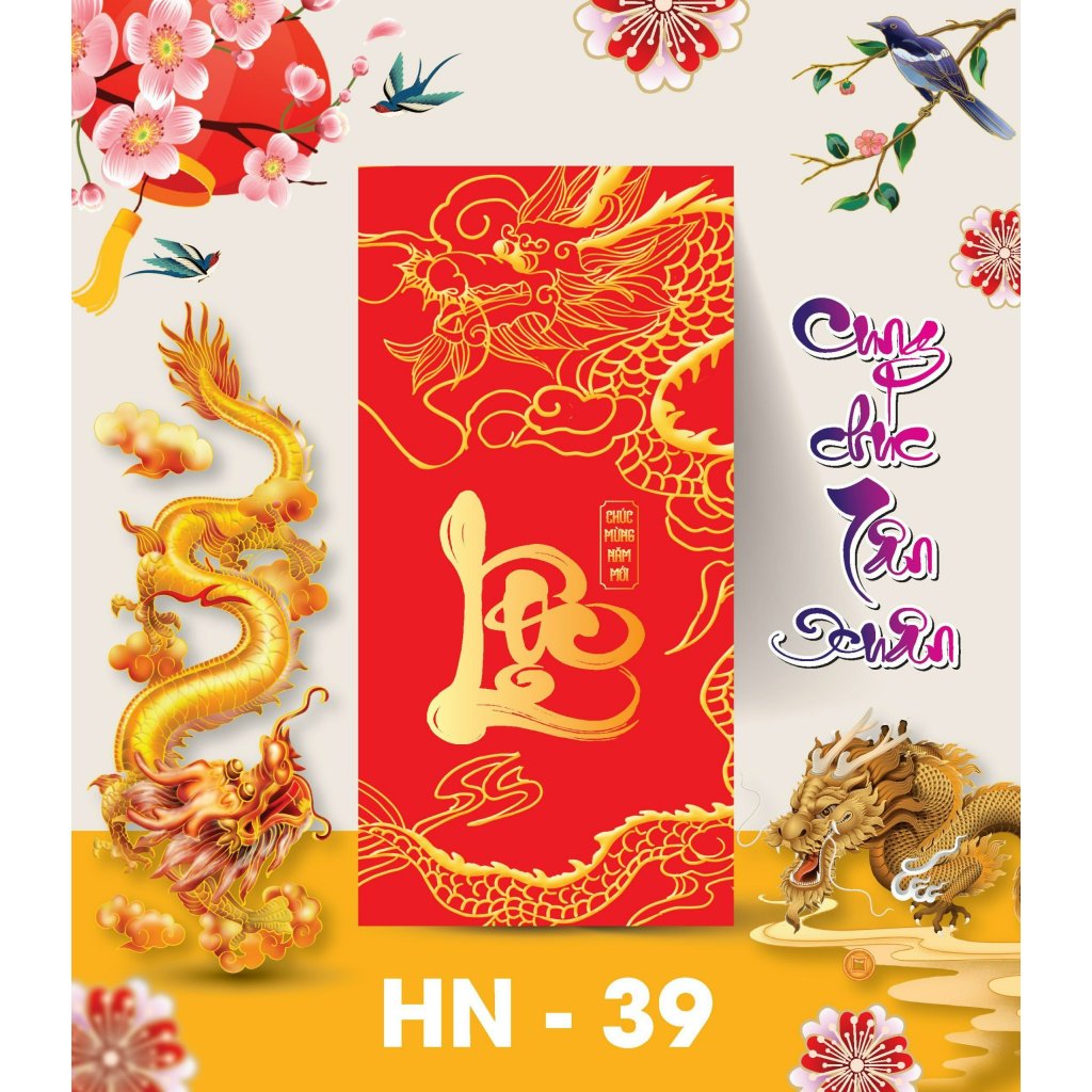 Bao lixi PHÚC LỘC THỌ chúc mừng năm mới, bao lixi 2024