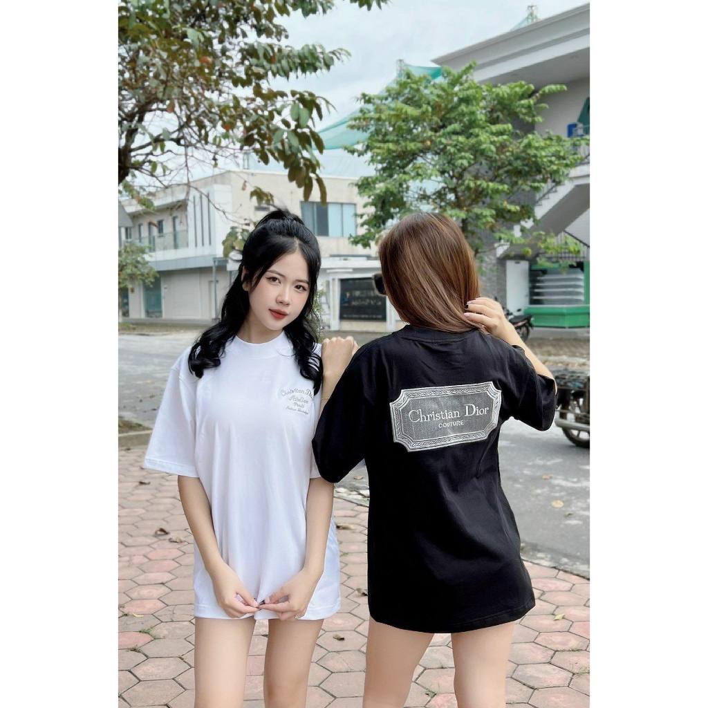 🔥Hot🔥Áo thun Dior thêu chữ lưng bảng thiết kế hot trend cặp đôi Nam nữ New 2023