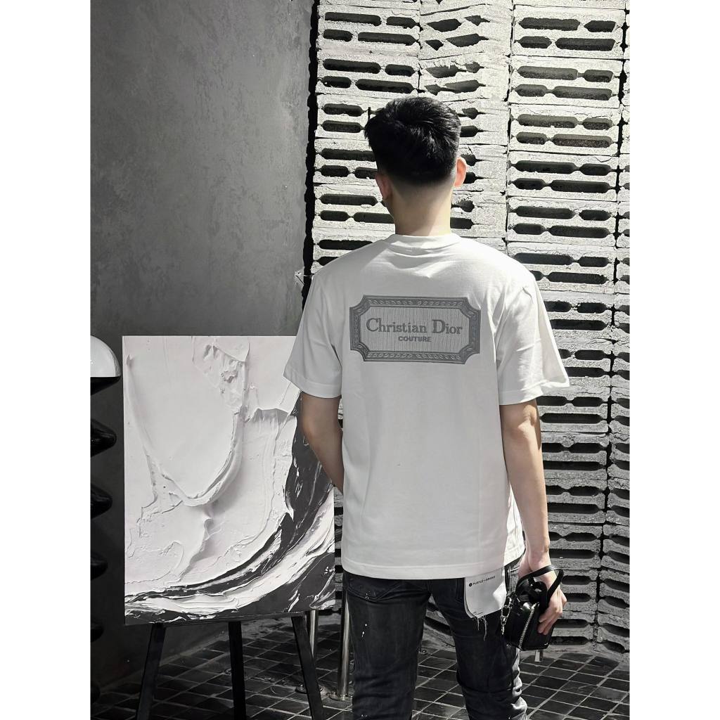 🔥Hot🔥Áo thun Dior thêu chữ lưng bảng thiết kế hot trend cặp đôi Nam nữ New 2023