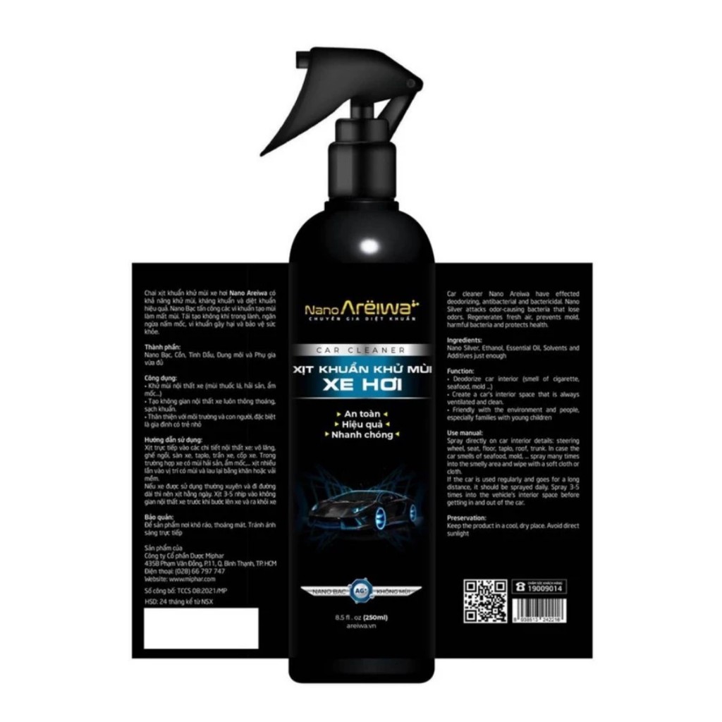 Chai xịt khử mùi hôi trong Ôtô 250ml Nano Areiwa