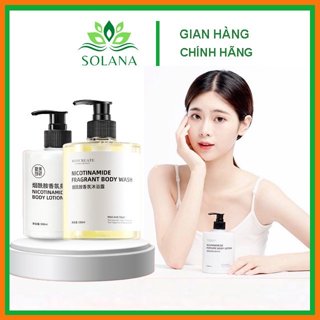 Combo Sữa Dưỡng Thể Sữa Tắm Dưỡng Trắng Da Maycreate Niacinamide Five Grains 500ml - Solana Viẹt Nam