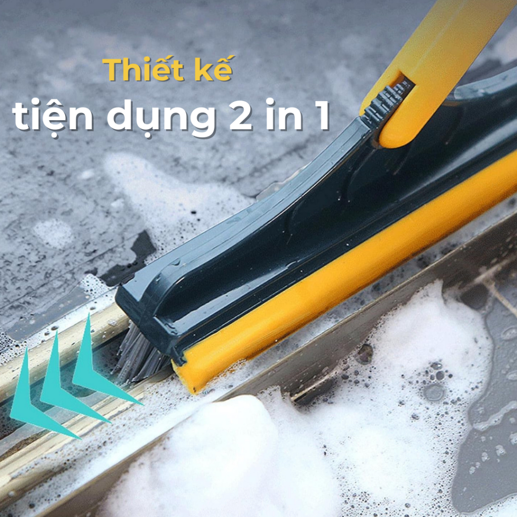Chổi Chà Nhà Tắm Đa Năng Cây Chà Sàn Nhà Vệ Sinh Và Gạt Nước 2 trong 1 xoay 120 độ, Dọn Dẹp Nhà Cửa Đón Tết