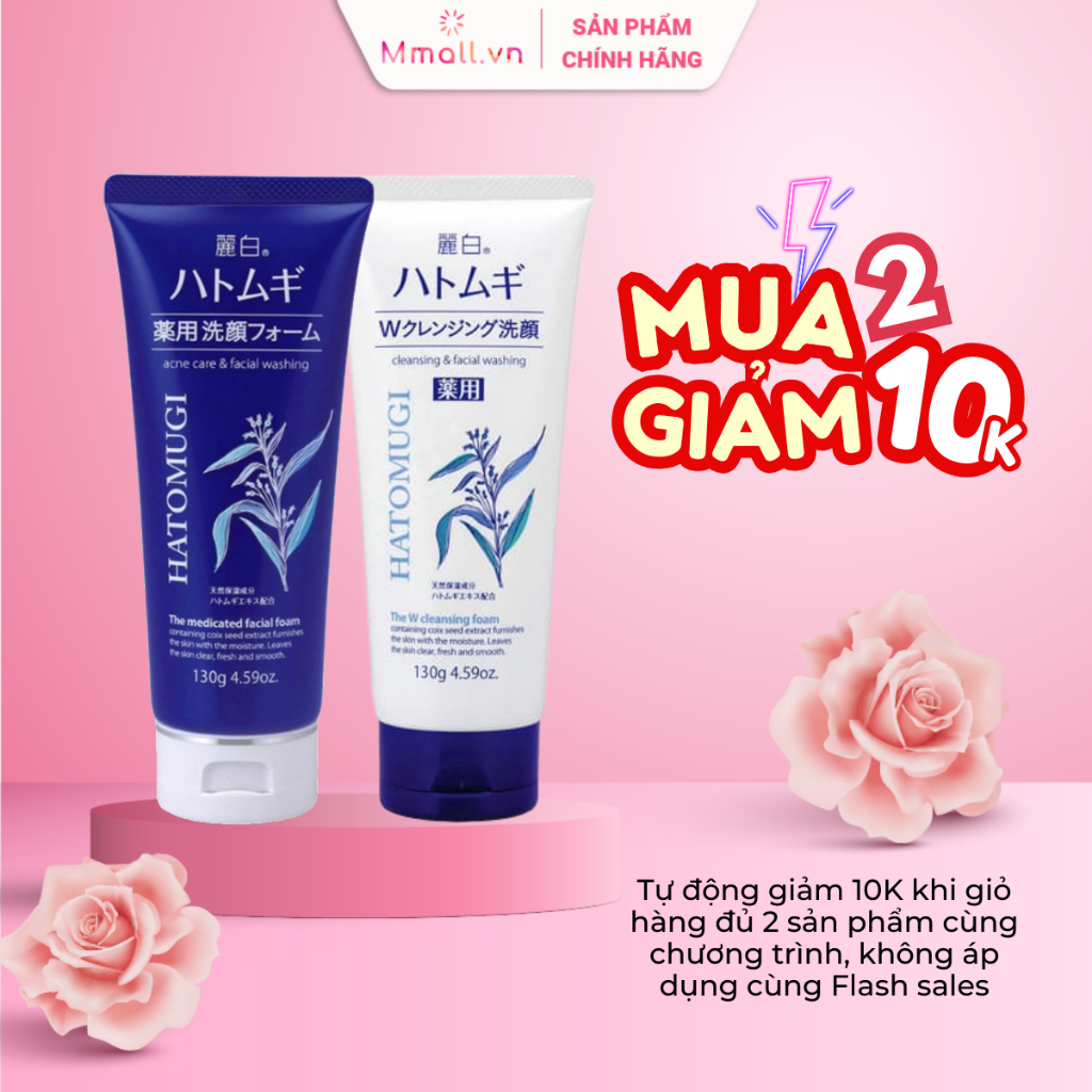 Sữa rửa mặt Hatomugi Facial Wash Ý dĩ dưỡng ẩm cho da dầu mụn trắng da dịu nhẹ Nhật Bản Chính hãng 130g 170g | Mmall.vn