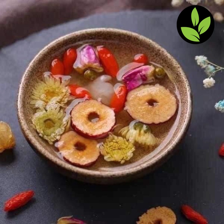 TRÀ HOA CÚC TÁO ĐỎ-KỲ TỬ-HOA HỒNG-LONG NHÃN