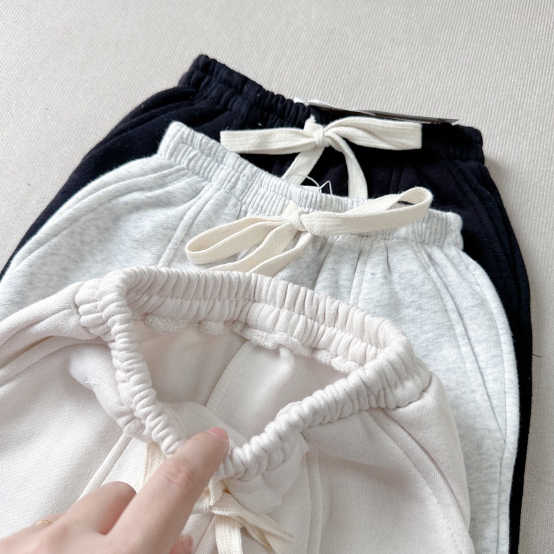 Set 3 quần nỉ bông thêu chữ BabySky cho bé trai bé gái dáng thụng siêu đẹp size từ 12-24 cân