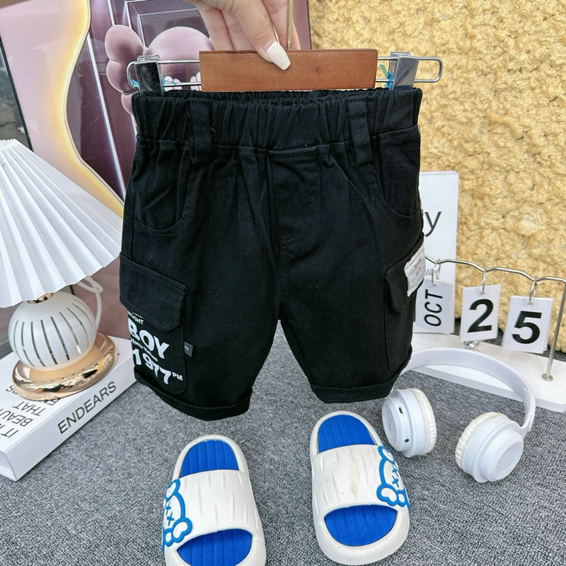 Quần kaki túi hộp quần đùi lửng cho bé trai vải kaki mềm