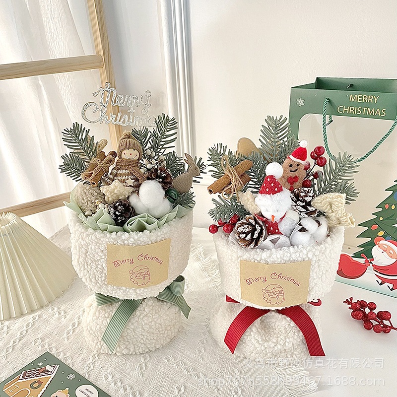 Bó hoa gấu bông nhân vật hoạt hình, Bó hoa Noel, bó hoa Giáng sinh 2023 làm quà tặng