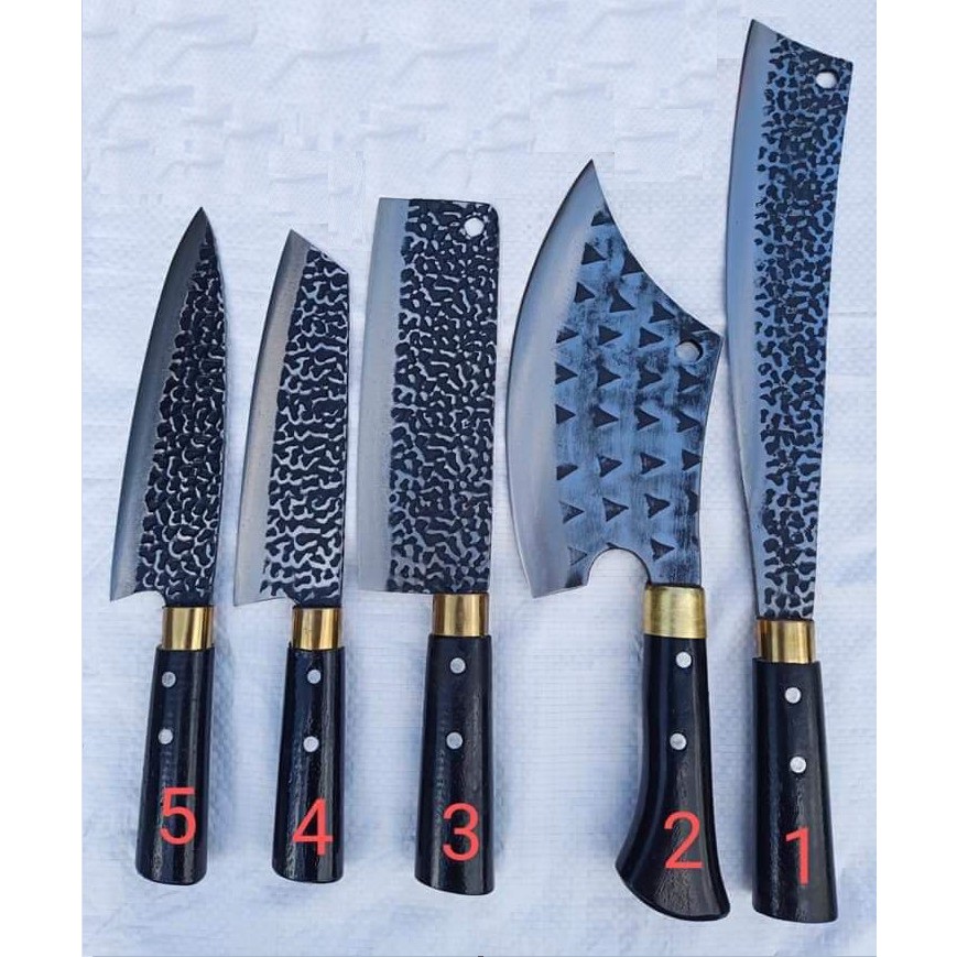 SM004 Bộ Dao Nhà Bếp Đa Năng - Rèn Từ Thép Nhíp Dập Vân 2 Mặt, Dùng Chặt Cây, Chặt Xương, Thái Lọc Thịt