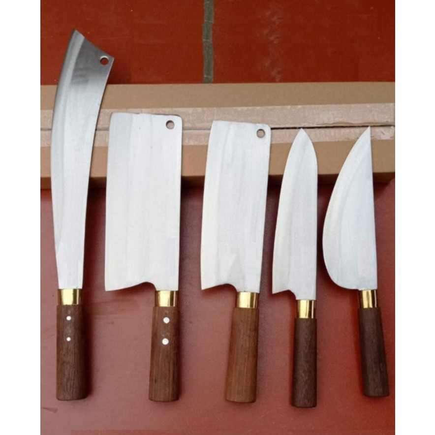 SM004 Bộ Dao Nhà Bếp Đa Năng - Rèn Từ Thép Nhíp Dập Vân 2 Mặt, Dùng Chặt Cây, Chặt Xương, Thái Lọc Thịt