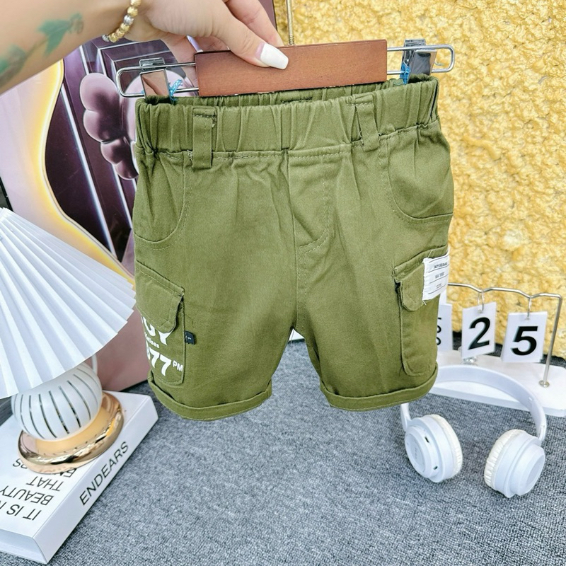 Quần kaki túi hộp quần đùi lửng cho bé trai vải kaki mềm