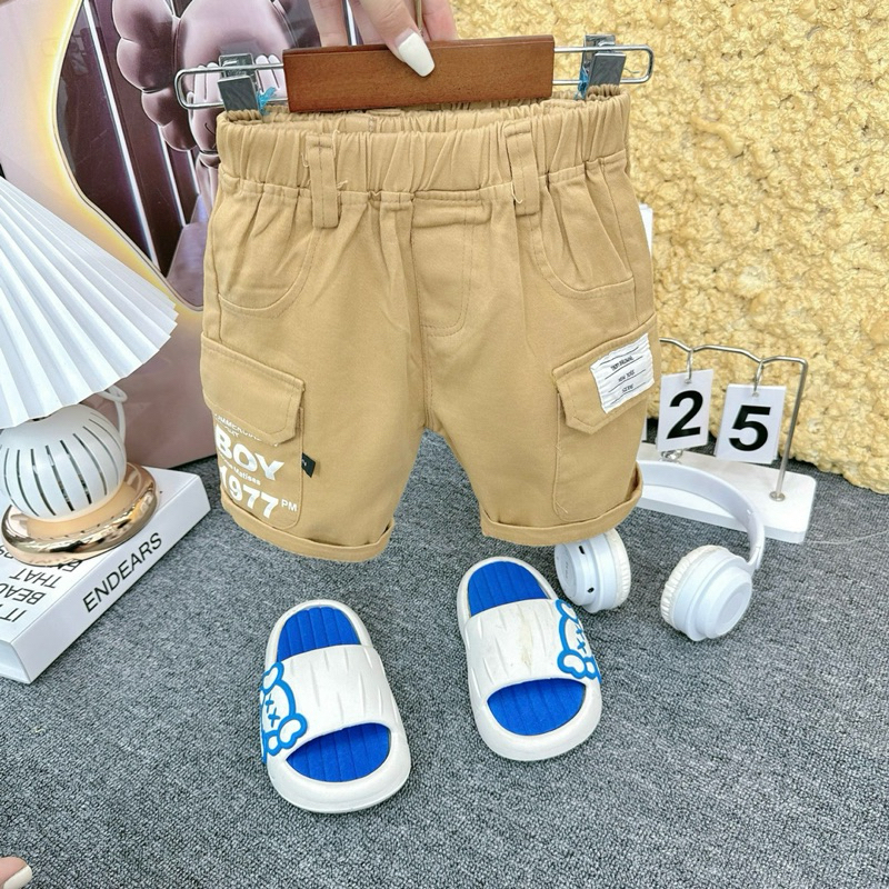 Quần kaki túi hộp quần đùi lửng cho bé trai vải kaki mềm