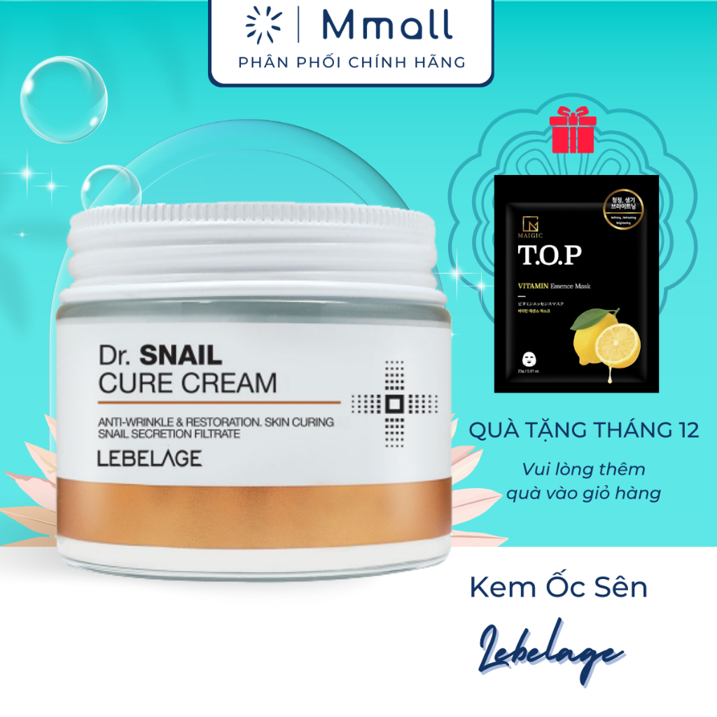 Kem ốc sên Lebelage Dr. Snail Cure Cream dưỡng ẩm và trắng da Hàn Quốc chính hãng 70ml | Mmall_vn