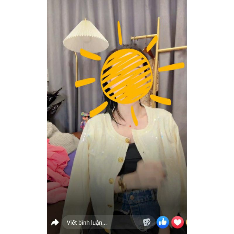 Áo len vàng đính kim sa