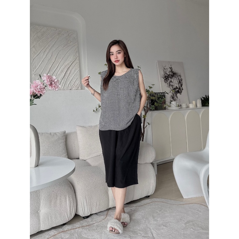 Áo Sát Nách Caro Kẻ Linen XK