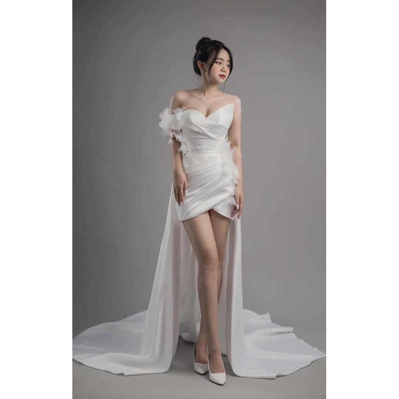 Váy Cưới Body 2in1 Cup Ngực Phối Tùng Xoè Rời Cho Cô Dâu Dự Tiệc Cưới Size S M L Chất Tafta V443 AĐ BOUTIQUE