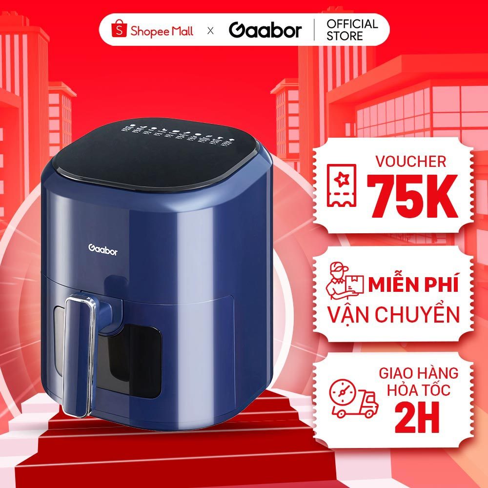 Nồi chiên không dầu điện tử GAABOR GA-E5D01 dung tích 5 lít công suất 1200W cửa kính quan sát thức ăn - Hàng chính hãng