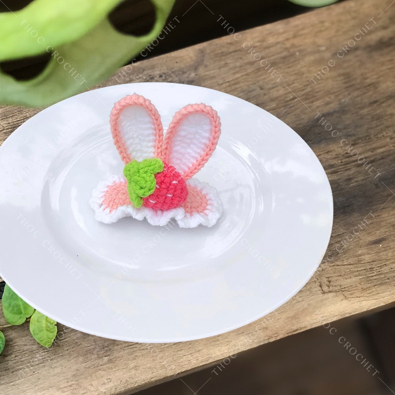 [Handmade] Kẹp len cute thỏ dâu