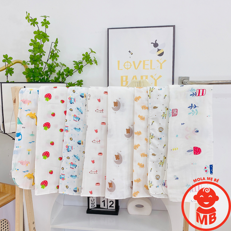 Khăn tắm xô BABY XUẤT NHẬT HỌA TIẾT dễ thương cho bé 2 lớp, 4 lớp, 6 lớp