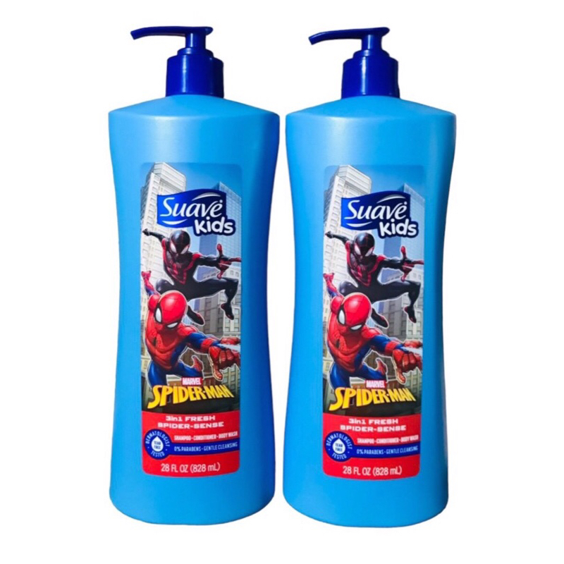 SỮA TẮM GỘI XẢ CHO BÉ SUAVE KIDS SPIDER MAN 3 IN 1 828ML Chính Hãng Mỹ