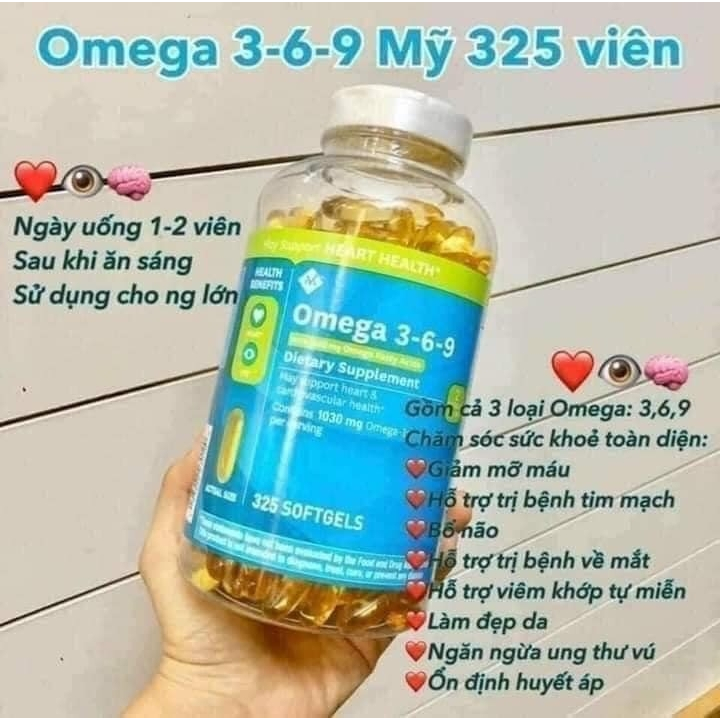 Omega 369, Viên Uống Dầu Cá Omega 3-6-9 Heart Health 325 viên của Mỹ SeeMe beauty